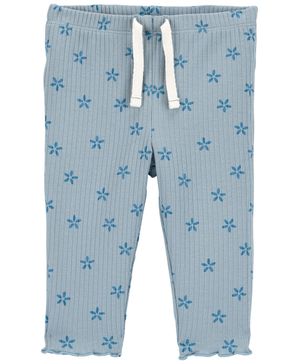 Pantalón Fácil De Poner Acanalado Estampado Floral Carter's