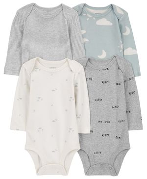 Paquete De 4 Pañaleros De Manga Larga Estampado De Nubes Carter's