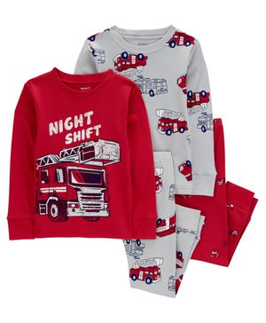 Pijama De 4 Piezas Ajuste Perfecto Estampado De Bomberos Carter's