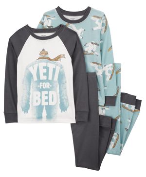 Pijama De 4 Piezas Ajuste Perfecto, Estampado De Pie Grande Carter's