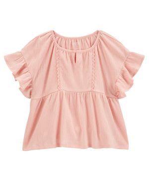 Playera De Jersey Con Textura Con Olanes Y Tejido De Ganchillo Oshkosh B'Gosh