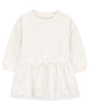 Vestido De Algodón De Manga Larga Con Brillos Carter's