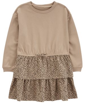 Vestido De Manga Larga Con Volantes Estampado De Leopardo Carter's