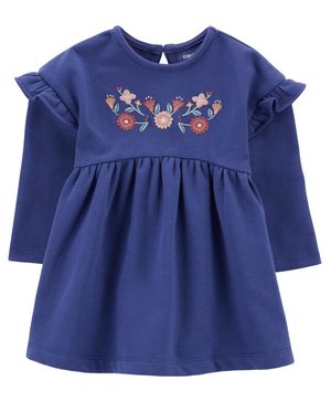 Vestido De Manga Larga Estampado Floral Color Azul Marino Carter's