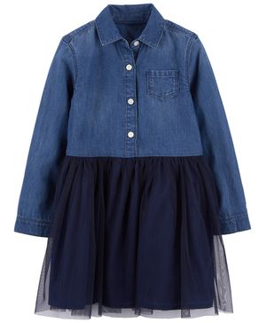 Vestido Mezcla De Tejidos Chambray Y Tul Oshkosh B'Gosh