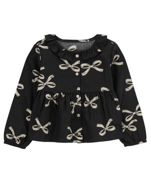 Blusa De Botones Al Frente Con Estampado De Lazo Carter's