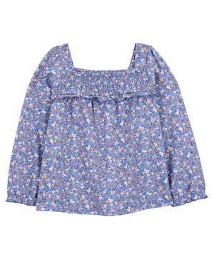 Blusa Floral De Cuello Recto De Smock Para Preescolares Oshkosh B'Gosh