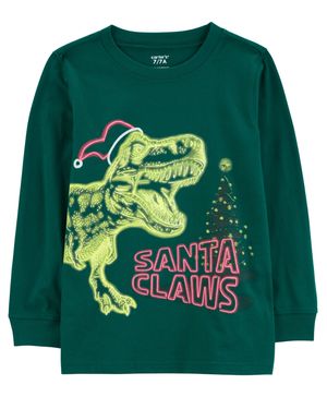 Camiseta Gráfica Dinosaurio Santa Claus Carter's