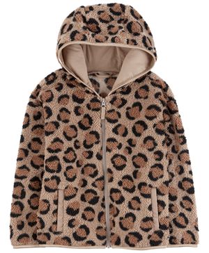 Chamarra De Sherpa Con Cierre Y Capucha De Leopardo Carter's