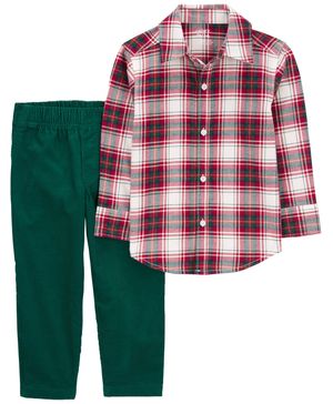 Conjunto De 2 Piezas Con Camisa A Cuadros Y Pantalón De Pana Carter's