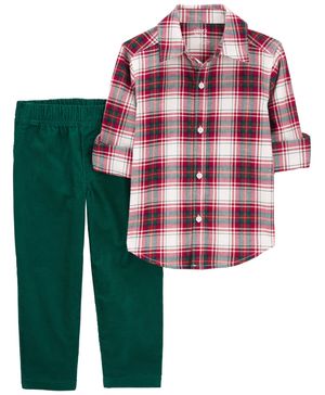 Conjunto De 2 Piezas Con Camisa A Cuadros Y Pantalón De Pana Carter's