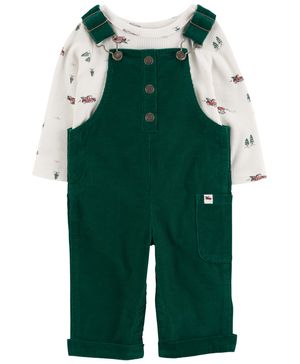 Conjunto De 2 Piezas Con Playera Termal Y Overol De Pana Carter's