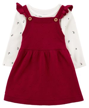 Conjunto De 2 Piezas De Pañalero Y Vestido Tipo Overol Carter's
