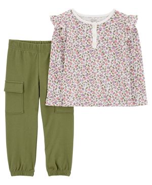 Conjunto De 2 Piezas De Playera Floral Y Pantalón Carter's