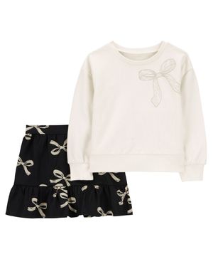 Conjunto De 2 Piezas Sudadera Y Falda, Estampado De Lazos Carter's