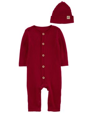Conjunto De 2 Piezas Suéter, Mono Jumpsuit Y Gorro, Rojo Carter's
