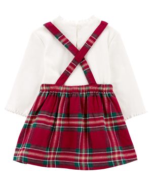 Conjunto De 3 Piezas Con Pañalero Y Falda A Cuadros Navideño Carter's