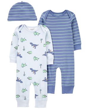 Conjunto De 3 Piezas Monos Jumpsuit De Dinosaurio Carter's