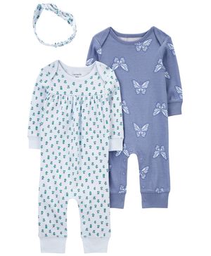 Conjunto De 3 Piezas Monos Jumpsuit Florales Carter's