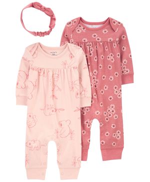 Conjunto De 3 Piezas Monos Jumpsuit Florales Carter's