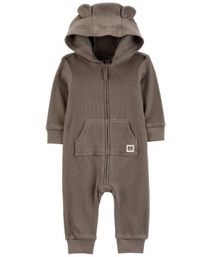 Mono Jumsuit Termal Con Cierre Y Capucha, Estampado De Oso Carter's