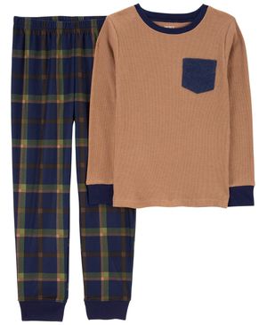 Pijama 2 Piezas De Tela Polar, Mezcla De Algodón A Cuadros Carter's