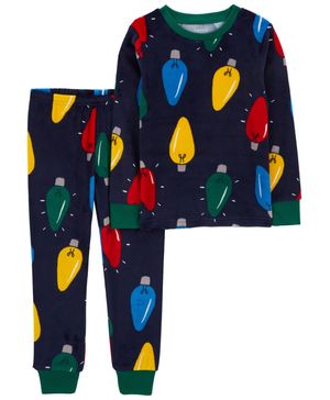 Pijama De 2 Piezas De Velboa Con Luces De Navidad Carter's