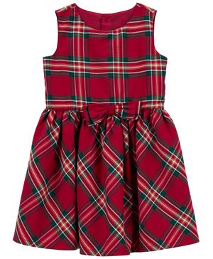 Vestido A Cuadros De Satén Navideño Carter's