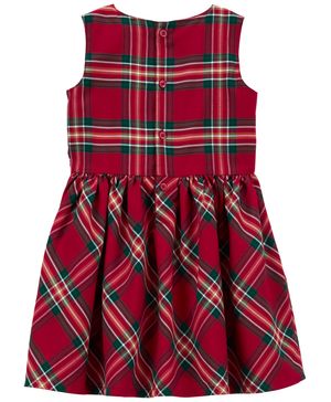 Vestido A Cuadros De Satén Navideño Carter's