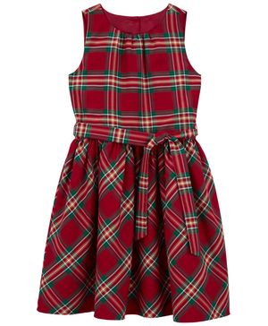 Vestido A Cuadros De Satén Navideño Carter's