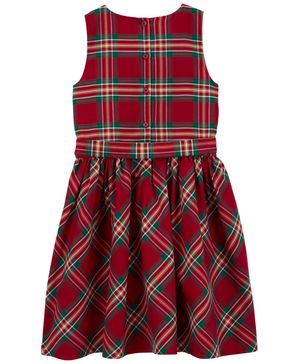 Vestido A Cuadros De Satén Navideño Carter's