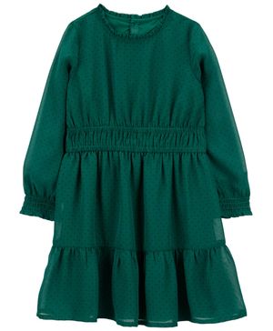 Vestido De Crepé Y Gasa Navideño Carter's