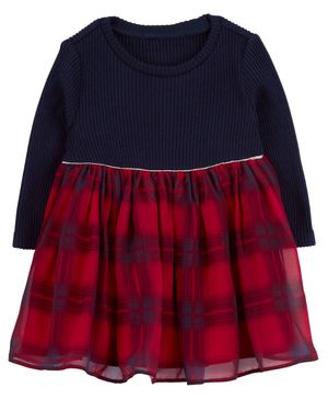 Vestido De Cuadros De Manga Larga Oshkosh B'Gosh