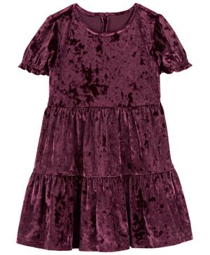 Vestido De Terciopelo Con Mangas Abombadas Oshkosh B'Gosh
