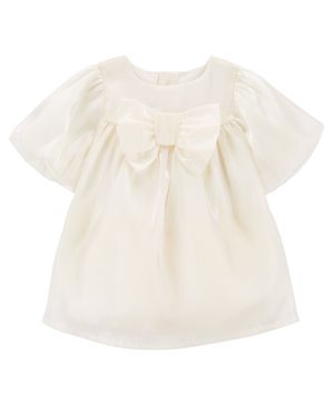 Vestido Navideño Con Lazo En Dorado Y Beige Carter's
