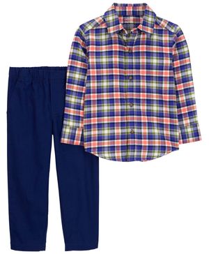 Conjunto De 2 Piezas Camisa De Botones A Cuadros Y Pantalón Carter's