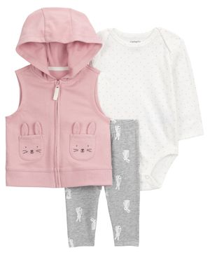 Conjunto De 3 Piezas Chaleco Conejito Carter's