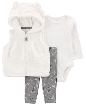 Conjunto De 3 Piezas Con Chaleco De Oso Carter's