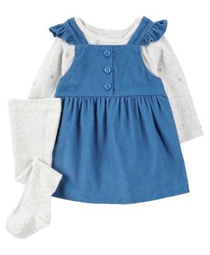 Conjunto De 3 Piezas Pañalero Y Vestido Tipo Overol Carter's