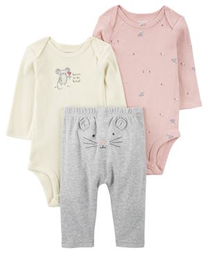 Conjunto De 3 Piezas Pantalón Con Pañalero Rosa Pálido Carter's