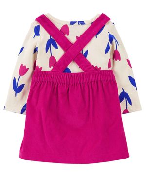 Conjunto De 3 Piezas Vestido Tipo Overol Y Playera Tulipán Carter's