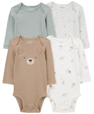 Paquete De 4 Pañaleros De Manga Larga Oso Carter's
