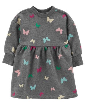 Vestido De Terciopelo De Manga Larga Con Mariposas Carter's