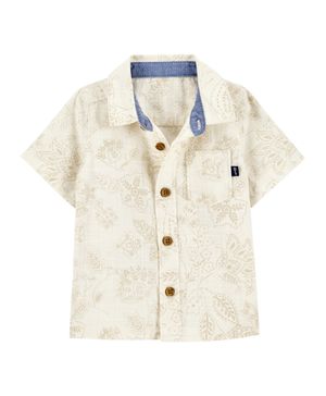 Camisa De Moda Manga Corta Tropical Paisley Crema Oshkosh B'Gosh