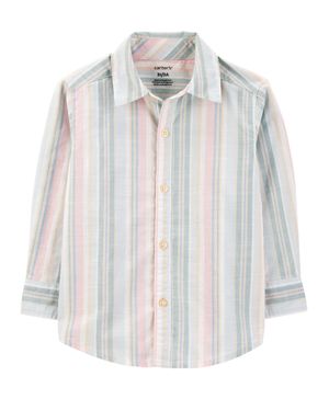 Camisa Tejida De Manga Larga Con Rayas Y Botones Al Frente Carter's