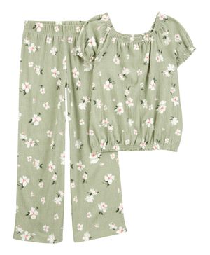 Conjunto De 2 Prendas Blusa Floral Y Pantalón Pull-On Carter's