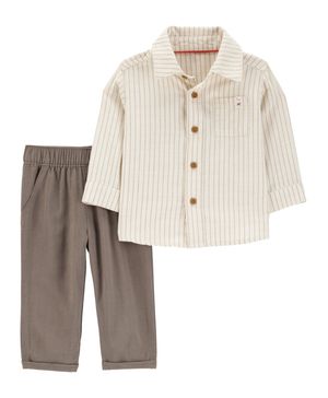 Conjunto De 2 Prendas Camisa De Rayas Con Botones Y Pantalón Carter's