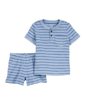Conjunto De 2 Prendas Cuello Estilo Henley A Rayas Carter's