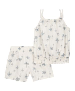 Conjunto De 2 Prendas Estampado Floral De Palmeras Y Short Carter's
