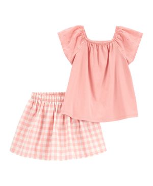 Conjunto De 2 Prendas Falda Corta De Gingham Carter's